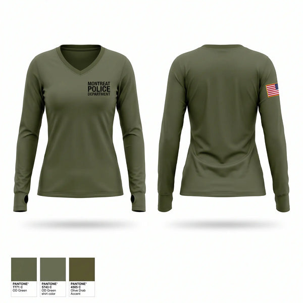 Womens Long Sleeve Vneck Shirt, Montreat Police Department, Police, Teamtime, Team time, sublimation, custom sports apparel, team uniforms, spirit wear, spiritwear, sports uniforms, custom shirts, team store, custom team store, fundraiser sports, apparel fundraiser