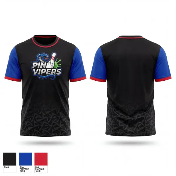 Old School Cotton Feel Shirt, Pin vipersPinvipers, Bowling, Teamtime, Team time, sublimation, custom sports apparel, team uniforms, spirit wear, spiritwear, sports uniforms, custom shirts, team store, custom team store, fundraiser sports, apparel fundraiser