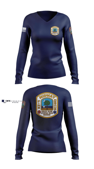 Womens Long Sleeve Vneck Shirt, , Fire Department, Teamtime, Team time, sublimation, custom sports apparel, team uniforms, spirit wear, spiritwear, sports uniforms, custom shirts, team store, custom team store, fundraiser sports, apparel fundraiser