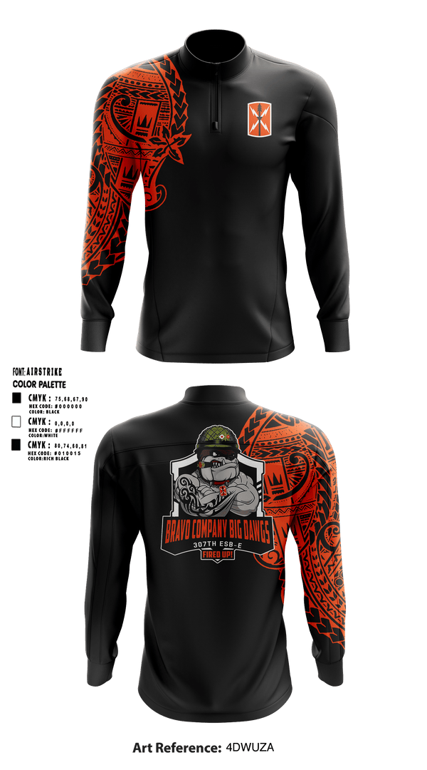 Quarter Zip Jacket, Bravo 307th ESBE, Army, Teamtime, Team time, sublimation, custom sports apparel, team uniforms, spirit wear, spiritwear, sports uniforms, custom shirts, team store, custom team store, fundraiser sports, apparel fundraiser
