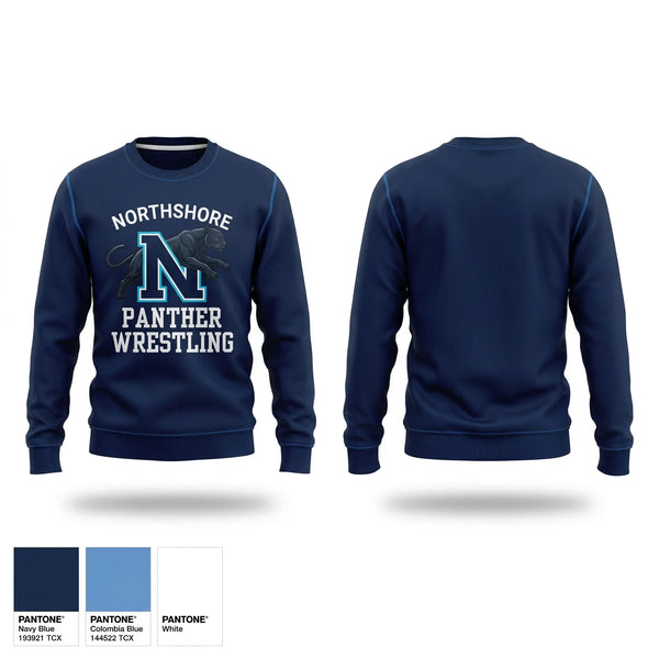 Crew Neck Sweatshirt, Northshore Panthers, Wrestling, Teamtime, Team time, sublimation, custom sports apparel, team uniforms, spirit wear, spiritwear, sports uniforms, custom shirts, team store, custom team store, fundraiser sports, apparel fundraiser