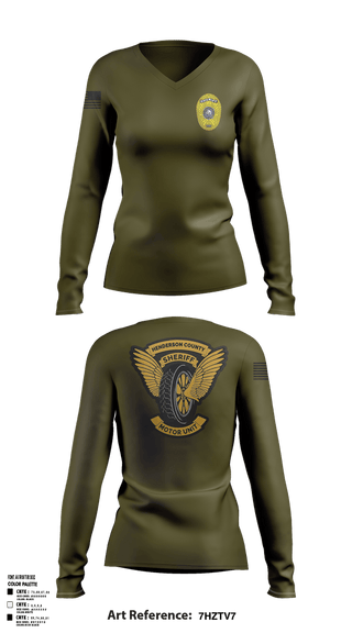 Womens Long Sleeve Vneck Shirt, Henderson County Motor Unit, Police, Teamtime, Team time, sublimation, custom sports apparel, team uniforms, spirit wear, spiritwear, sports uniforms, custom shirts, team store, custom team store, fundraiser sports, apparel fundraiser