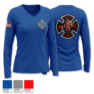 Womens Long Sleeve Vneck Shirt, Richfield Township Fire, Fire Department, Teamtime, Team time, sublimation, custom sports apparel, team uniforms, spirit wear, spiritwear, sports uniforms, custom shirts, team store, custom team store, fundraiser sports, apparel fundraiser