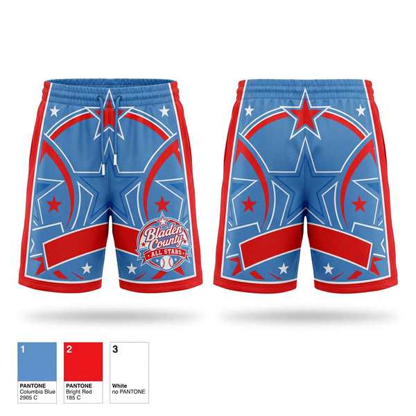 Athletic Shorts With Pockets, Bladen County All Stars, Softball, Teamtime, Team time, sublimation, custom sports apparel, team uniforms, spirit wear, spiritwear, sports uniforms, custom shirts, team store, custom team store, fundraiser sports, apparel fundraiser