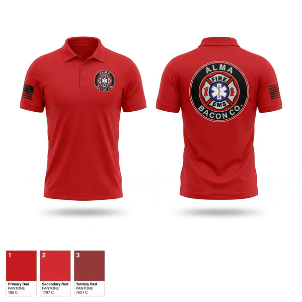 Short Sleeve Performance Polo, BACON FIRE DEPARTMENT, Fire Department, Teamtime, Team time, sublimation, custom sports apparel, team uniforms, spirit wear, spiritwear, sports uniforms, custom shirts, team store, custom team store, fundraiser sports, apparel fundraiser