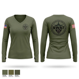 Womens Long Sleeve Vneck Shirt, Jackson County Joint SWAT, Police, Teamtime, Team time, sublimation, custom sports apparel, team uniforms, spirit wear, spiritwear, sports uniforms, custom shirts, team store, custom team store, fundraiser sports, apparel fundraiser