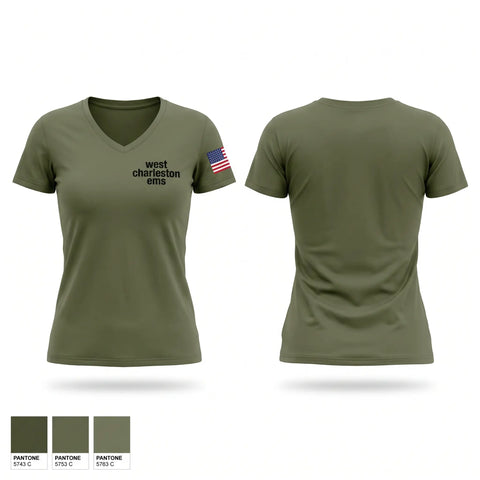 Womens Short Sleeve Vneck Shirt, west charleston EMS, EMS/EMT, Teamtime, Team time, sublimation, custom sports apparel, team uniforms, spirit wear, spiritwear, sports uniforms, custom shirts, team store, custom team store, fundraiser sports, apparel fundraiser