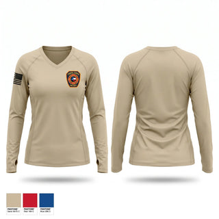 Womens Long Sleeve Vneck Shirt, Friberg-Cooper VFD, Fire Department, Teamtime, Team time, sublimation, custom sports apparel, team uniforms, spirit wear, spiritwear, sports uniforms, custom shirts, team store, custom team store, fundraiser sports, apparel fundraiser