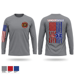 Long Sleeve Performance Shirt, Sandersville fire and rescue, Fire Department, Teamtime, Team time, sublimation, custom sports apparel, team uniforms, spirit wear, spiritwear, sports uniforms, custom shirts, team store, custom team store, fundraiser sports, apparel fundraiser