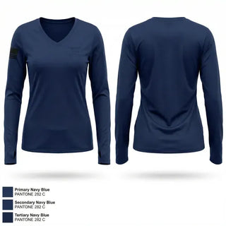 Womens Long Sleeve Vneck Shirt, Flagstaff Police Department, Police, Teamtime, Team time, sublimation, custom sports apparel, team uniforms, spirit wear, spiritwear, sports uniforms, custom shirts, team store, custom team store, fundraiser sports, apparel fundraiser