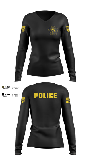 Womens Long Sleeve Vneck Shirt, Quinton Police Department, Police, Teamtime, Team time, sublimation, custom sports apparel, team uniforms, spirit wear, spiritwear, sports uniforms, custom shirts, team store, custom team store, fundraiser sports, apparel fundraiser