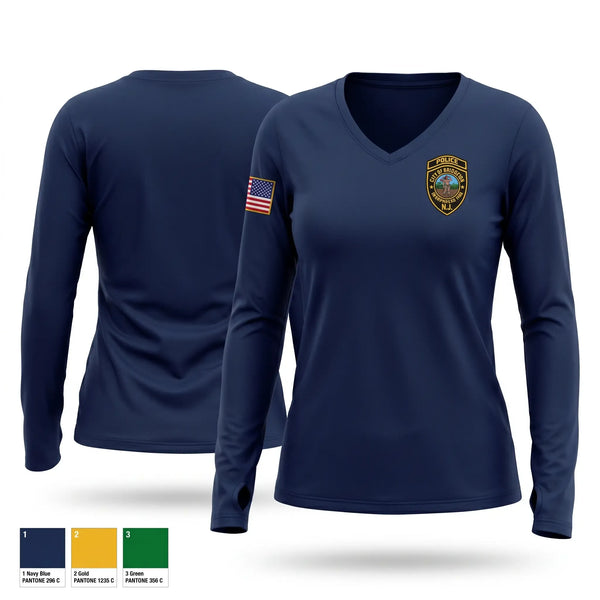 Womens Long Sleeve Vneck Shirt, Bridgeton police department, Police, Teamtime, Team time, sublimation, custom sports apparel, team uniforms, spirit wear, spiritwear, sports uniforms, custom shirts, team store, custom team store, fundraiser sports, apparel fundraiser