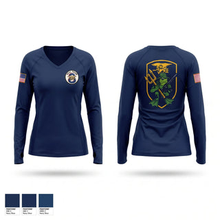 Womens Long Sleeve Vneck Shirt, Naval Special Warfare, Navy, Teamtime, Team time, sublimation, custom sports apparel, team uniforms, spirit wear, spiritwear, sports uniforms, custom shirts, team store, custom team store, fundraiser sports, apparel fundraiser