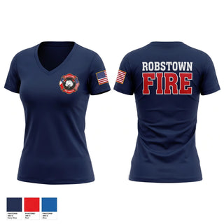 Womens Short Sleeve Vneck Shirt, Robstown Fire Department, Fire Department, Teamtime, Team time, sublimation, custom sports apparel, team uniforms, spirit wear, spiritwear, sports uniforms, custom shirts, team store, custom team store, fundraiser sports, apparel fundraiser