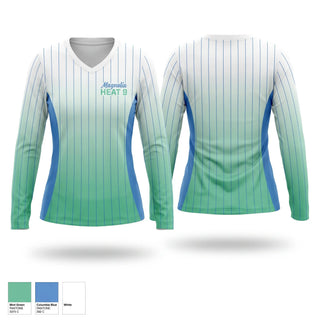 Womens Long Sleeve Vneck Shirt, Magnolia Heat, Softball, Teamtime, Team time, sublimation, custom sports apparel, team uniforms, spirit wear, spiritwear, sports uniforms, custom shirts, team store, custom team store, fundraiser sports, apparel fundraiser