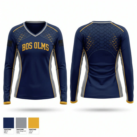 Womens Long Sleeve Vneck Shirt, BOS OLMS, Police, Teamtime, Team time, sublimation, custom sports apparel, team uniforms, spirit wear, spiritwear, sports uniforms, custom shirts, team store, custom team store, fundraiser sports, apparel fundraiser