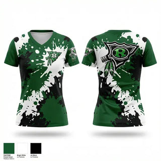 Womens Short Sleeve Vneck Shirt, Ridley Green Raiders Girls Flag Football, , Teamtime, Team time, sublimation, custom sports apparel, team uniforms, spirit wear, spiritwear, sports uniforms, custom shirts, team store, custom team store, fundraiser sports, apparel fundraiser
