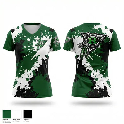 Ridley Green Raiders Girls Flag Football 540718 Women's Short Sleeve V-neck Shirt - 1