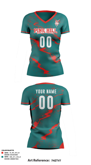 Womens Short Sleeve Vneck Shirt, Pine Hill High School Volleyball, Women's Volleyball, Teamtime, Team time, sublimation, custom sports apparel, team uniforms, spirit wear, spiritwear, sports uniforms, custom shirts, team store, custom team store, fundraiser sports, apparel fundraiser
