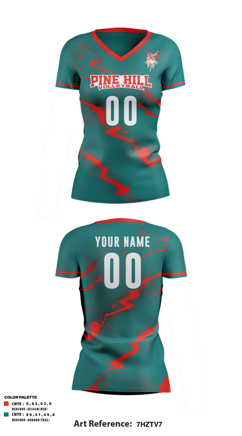 Womens Short Sleeve Vneck Shirt, Pine Hill High School Volleyball, Women's Volleyball, Teamtime, Team time, sublimation, custom sports apparel, team uniforms, spirit wear, spiritwear, sports uniforms, custom shirts, team store, custom team store, fundraiser sports, apparel fundraiser