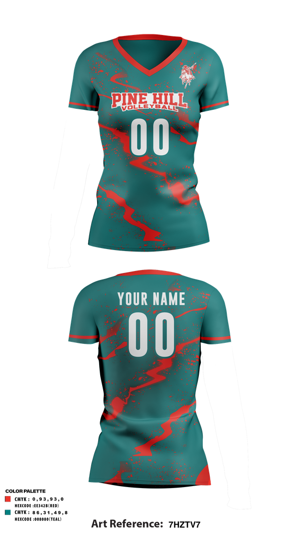 Womens Short Sleeve Vneck Shirt, Pine Hill High School Volleyball, Women's Volleyball, Teamtime, Team time, sublimation, custom sports apparel, team uniforms, spirit wear, spiritwear, sports uniforms, custom shirts, team store, custom team store, fundraiser sports, apparel fundraiser
