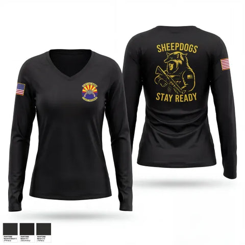 Womens Long Sleeve Vneck Shirt, 82 SFS, Air Force, Teamtime, Team time, sublimation, custom sports apparel, team uniforms, spirit wear, spiritwear, sports uniforms, custom shirts, team store, custom team store, fundraiser sports, apparel fundraiser