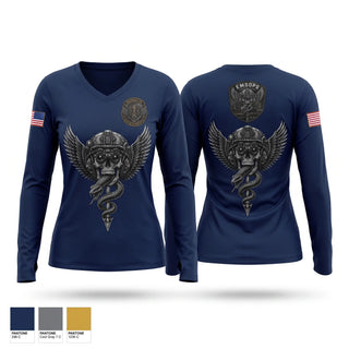 Womens Long Sleeve Vneck Shirt, NFD EMS SOP, EMS/EMT, Teamtime, Team time, sublimation, custom sports apparel, team uniforms, spirit wear, spiritwear, sports uniforms, custom shirts, team store, custom team store, fundraiser sports, apparel fundraiser