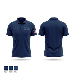 Short Sleeve Performance Polo, Marathon Fire Rescue, Fire Department, Teamtime, Team time, sublimation, custom sports apparel, team uniforms, spirit wear, spiritwear, sports uniforms, custom shirts, team store, custom team store, fundraiser sports, apparel fundraiser