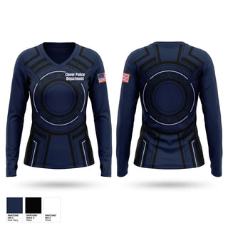 Womens Long Sleeve Vneck Shirt, Clever Police Department, Police, Teamtime, Team time, sublimation, custom sports apparel, team uniforms, spirit wear, spiritwear, sports uniforms, custom shirts, team store, custom team store, fundraiser sports, apparel fundraiser