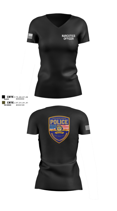 Philadelphia police narcotics 89057039 Women's Short Sleeve V-neck Shirt - 100