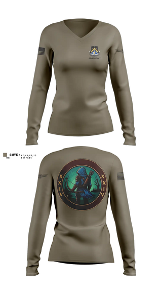 Womens Long Sleeve Vneck Shirt, 24TH MDSB, Army, Teamtime, Team time, sublimation, custom sports apparel, team uniforms, spirit wear, spiritwear, sports uniforms, custom shirts, team store, custom team store, fundraiser sports, apparel fundraiser