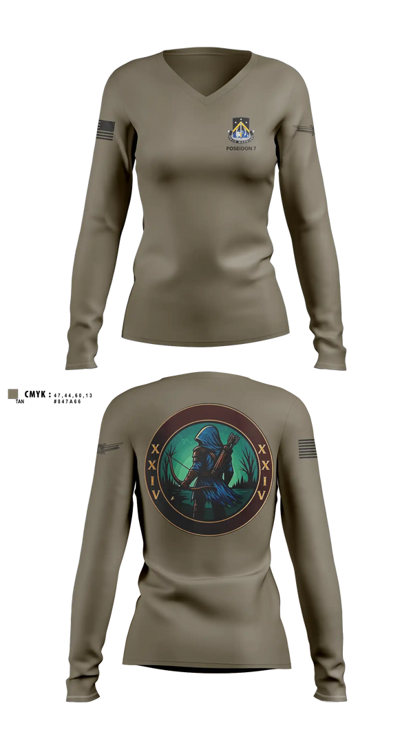 Womens Long Sleeve Vneck Shirt, 24TH MDSB, Army, Teamtime, Team time, sublimation, custom sports apparel, team uniforms, spirit wear, spiritwear, sports uniforms, custom shirts, team store, custom team store, fundraiser sports, apparel fundraiser