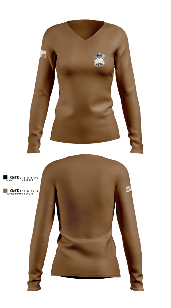 Womens Long Sleeve Vneck Shirt, 998th Field Feeding, Army, Teamtime, Team time, sublimation, custom sports apparel, team uniforms, spirit wear, spiritwear, sports uniforms, custom shirts, team store, custom team store, fundraiser sports, apparel fundraiser