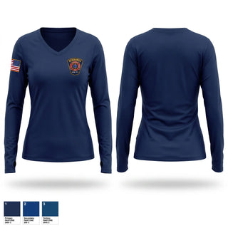 Womens Long Sleeve Vneck Shirt, Seven Mile Fire&EMS, EMS/EMT, Teamtime, Team time, sublimation, custom sports apparel, team uniforms, spirit wear, spiritwear, sports uniforms, custom shirts, team store, custom team store, fundraiser sports, apparel fundraiser