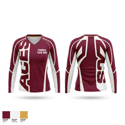 Panthers Track Club Women's Long Sleeve V-neck Shirt - 1