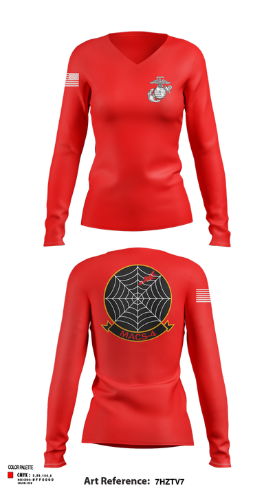 MACS4 13134180 Women's Long Sleeve V-neck Shirt - 103