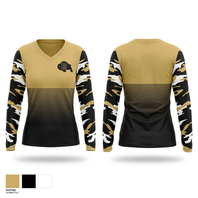 Buffalo Bison Women's Long Sleeve V-neck Shirt - 1