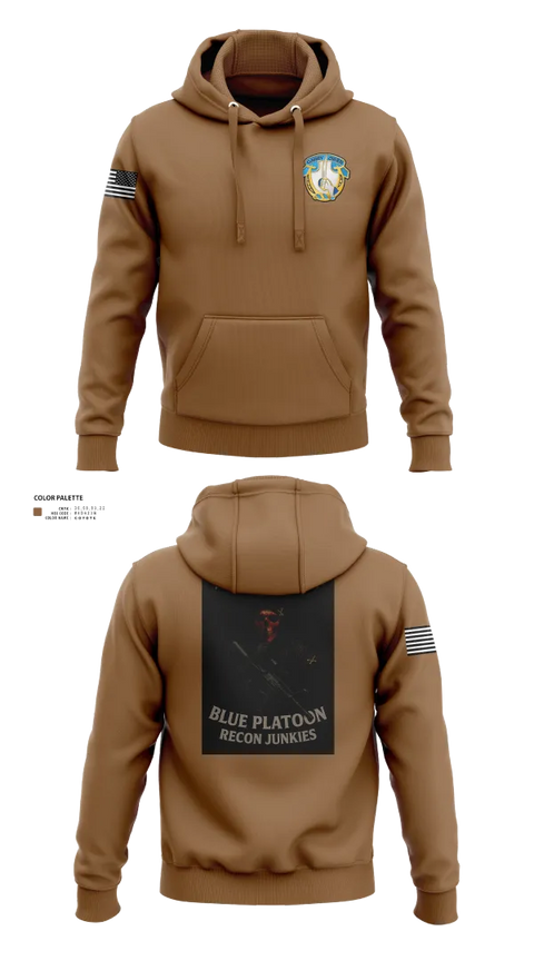 Hoodie, 1-7 Cavlary Division Apache Troop Blue Platoon Recon Junkies, Army, Teamtime, Team time, sublimation, custom sports apparel, team uniforms, spirit wear, spiritwear, sports uniforms, custom shirts, team store, custom team store, fundraiser sports, apparel fundraiser