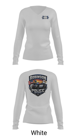 Womens Long Sleeve Vneck Shirt, Robinson Police Department, Police, Teamtime, Team time, sublimation, custom sports apparel, team uniforms, spirit wear, spiritwear, sports uniforms, custom shirts, team store, custom team store, fundraiser sports, apparel fundraiser