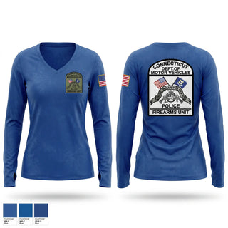 Womens Long Sleeve Vneck Shirt, CT DMV, Police, Teamtime, Team time, sublimation, custom sports apparel, team uniforms, spirit wear, spiritwear, sports uniforms, custom shirts, team store, custom team store, fundraiser sports, apparel fundraiser