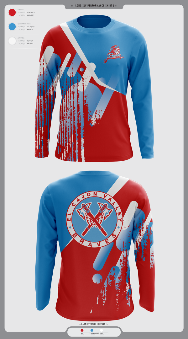 Long Sleeve Performance Shirt, El Cajon Valley High School Cheer, Cheer, Teamtime, Team time, sublimation, custom sports apparel, team uniforms, spirit wear, spiritwear, sports uniforms, custom shirts, team store, custom team store, fundraiser sports, apparel fundraiser
