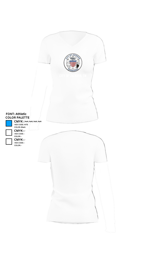 Womens Short Sleeve Vneck Shirt, City of Jackson, TN, , Teamtime, Team time, sublimation, custom sports apparel, team uniforms, spirit wear, spiritwear, sports uniforms, custom shirts, team store, custom team store, fundraiser sports, apparel fundraiser
