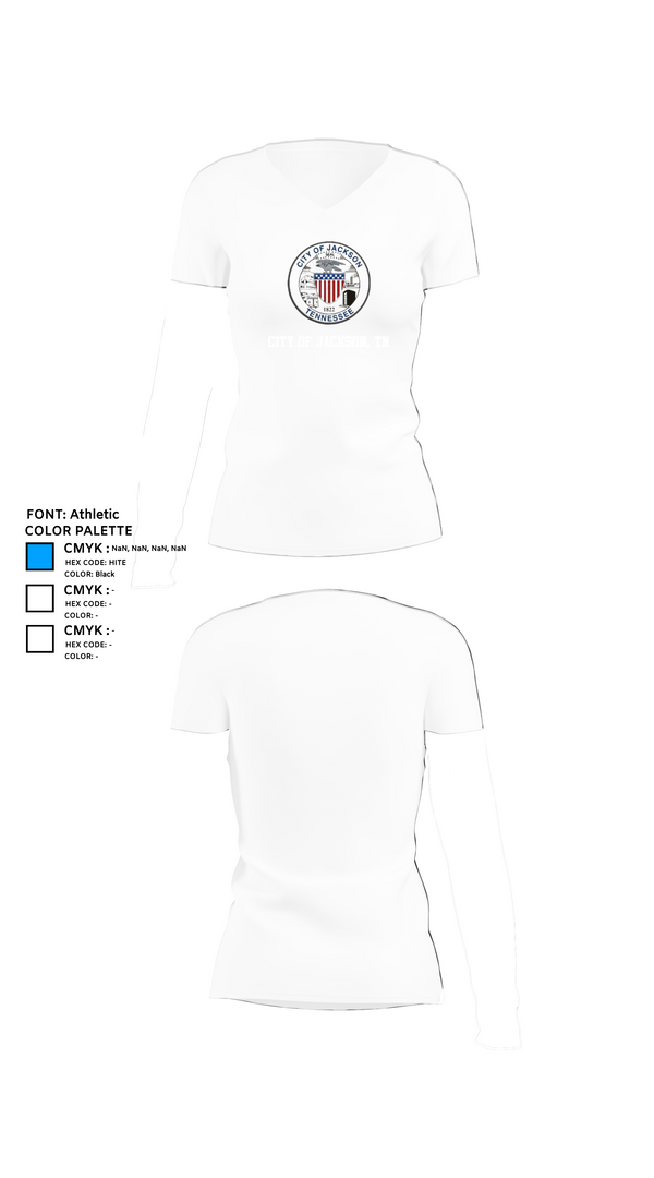 Womens Short Sleeve Vneck Shirt, City of Jackson, TN, , Teamtime, Team time, sublimation, custom sports apparel, team uniforms, spirit wear, spiritwear, sports uniforms, custom shirts, team store, custom team store, fundraiser sports, apparel fundraiser