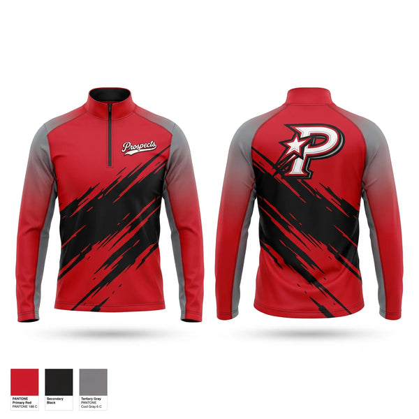 Quarter Zip Jacket, South Georgia Prospects, Baseball, Teamtime, Team time, sublimation, custom sports apparel, team uniforms, spirit wear, spiritwear, sports uniforms, custom shirts, team store, custom team store, fundraiser sports, apparel fundraiser