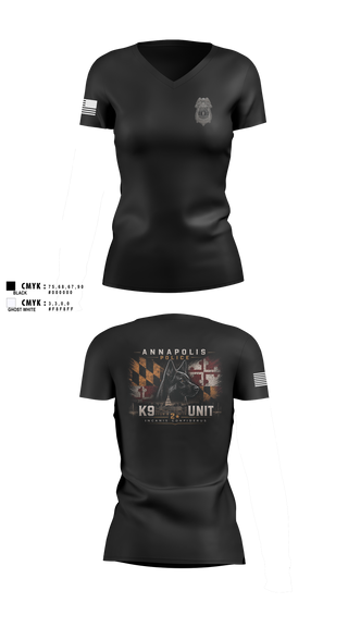 Womens Short Sleeve Vneck Shirt, Annapolis Police K9 Unit, Police, Teamtime, Team time, sublimation, custom sports apparel, team uniforms, spirit wear, spiritwear, sports uniforms, custom shirts, team store, custom team store, fundraiser sports, apparel fundraiser