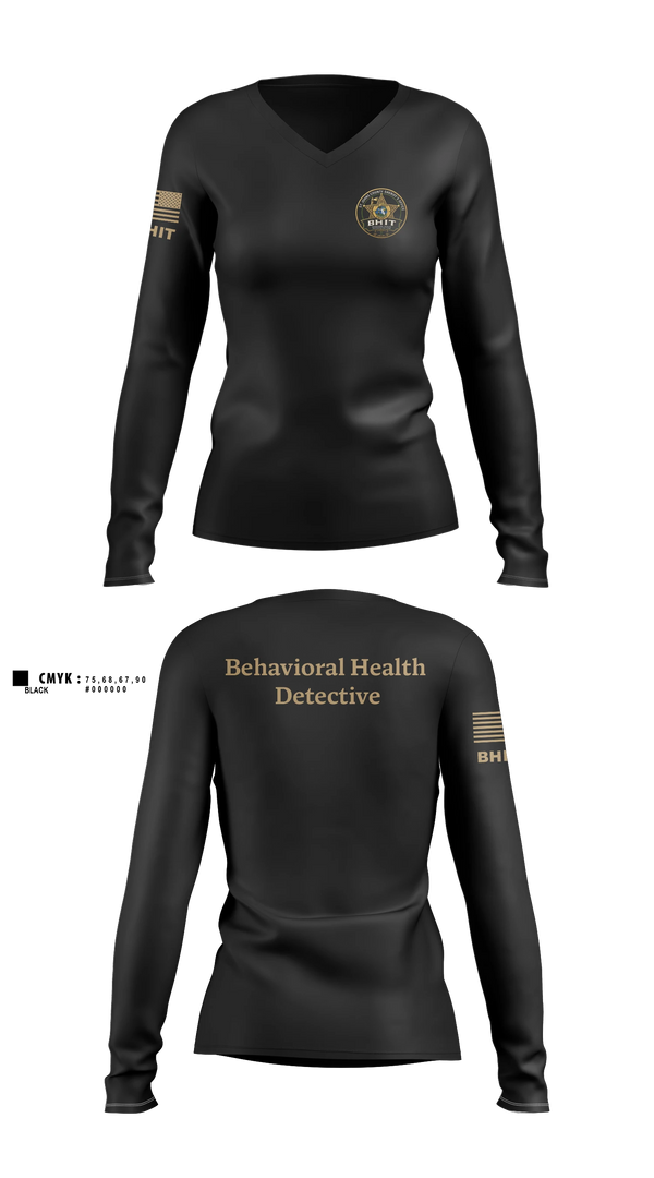 Womens Long Sleeve Vneck Shirt, BHIT, Police, Teamtime, Team time, sublimation, custom sports apparel, team uniforms, spirit wear, spiritwear, sports uniforms, custom shirts, team store, custom team store, fundraiser sports, apparel fundraiser