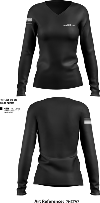 Womens Long Sleeve Vneck Shirt, HCA HEALTHCARE, , Teamtime, Team time, sublimation, custom sports apparel, team uniforms, spirit wear, spiritwear, sports uniforms, custom shirts, team store, custom team store, fundraiser sports, apparel fundraiser