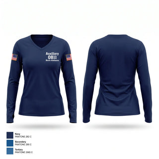 Womens Long Sleeve Vneck Shirt, Auxiliary 08-11 North Alabama, Coast Guard, Teamtime, Team time, sublimation, custom sports apparel, team uniforms, spirit wear, spiritwear, sports uniforms, custom shirts, team store, custom team store, fundraiser sports, apparel fundraiser