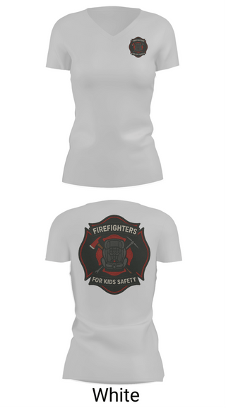 Womens Short Sleeve Vneck Shirt, Firefighters for Kids Safety, , Teamtime, Team time, sublimation, custom sports apparel, team uniforms, spirit wear, spiritwear, sports uniforms, custom shirts, team store, custom team store, fundraiser sports, apparel fundraiser