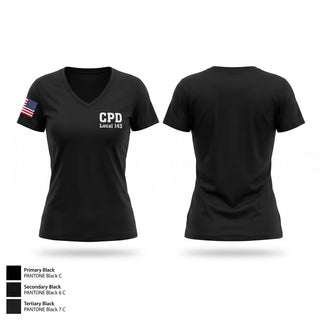 Womens Short Sleeve Vneck Shirt, CPD Local 143, Police, Teamtime, Team time, sublimation, custom sports apparel, team uniforms, spirit wear, spiritwear, sports uniforms, custom shirts, team store, custom team store, fundraiser sports, apparel fundraiser